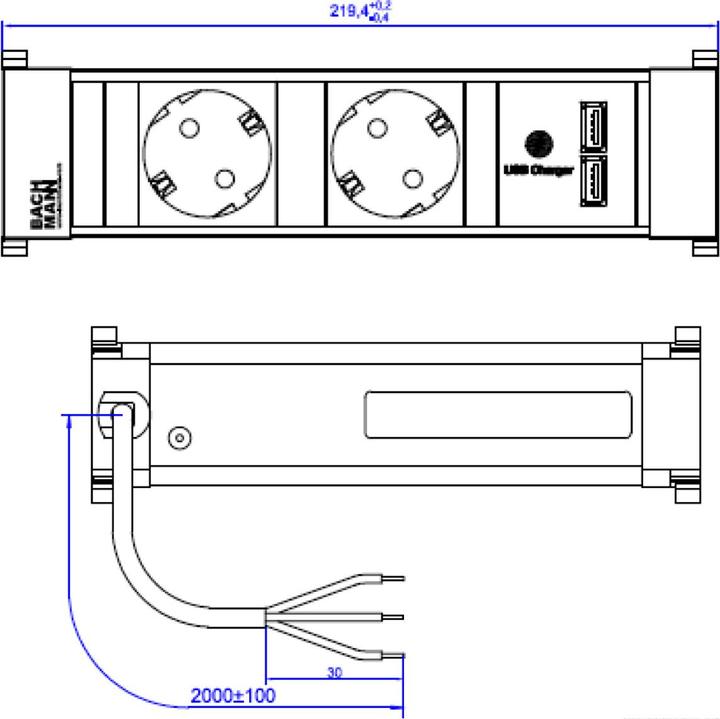 Produktbild Bachmann Power Frame- Power Strip (2 x, CEE 7/3, 2 m)
