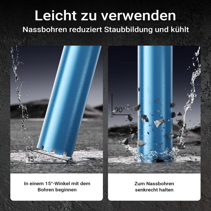 Produktbild Wiltec Diamantbohrkrone Shark Ø102mm Bohrkrone 450mm 1¼ UNC Diamantbohrer Beton (102 mm)