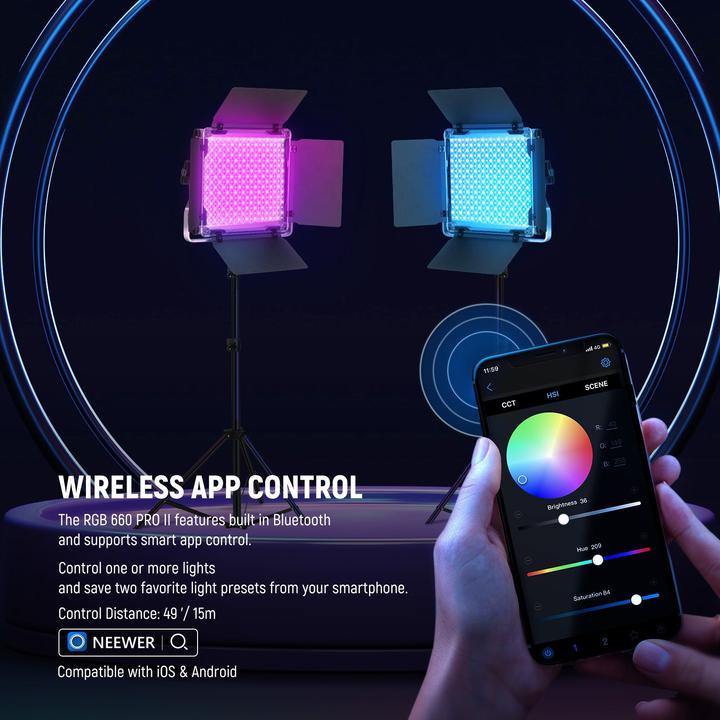 Image du produit Neewer 660 Pro RGB LED Video Light With Barndoor (Lumière vidéo)