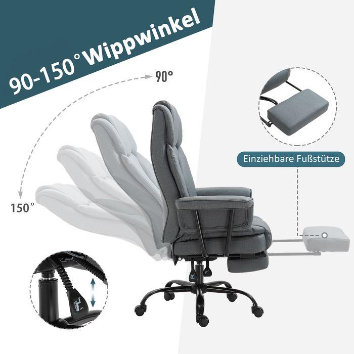 Produktbild Swisshandel24 Bürostuhl Ergonomisch mit Kopfstütze und gepolsterte Armlehnen mit Fussstütze Kunstleder