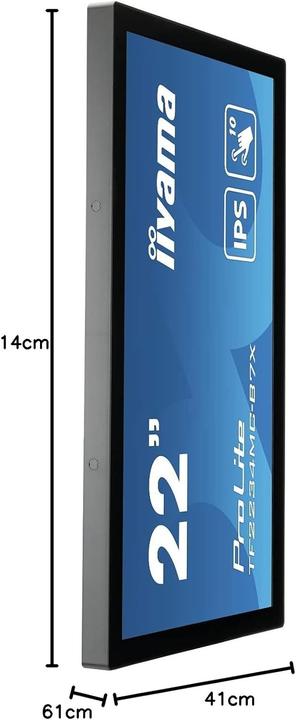 Immagine prodotto iiyama 21,5 pollici IPS 1920 x 1080 10 Point Touch Anti-Fingerprint 1000:1 305 cd (1920 x 1080 pixel, 22")