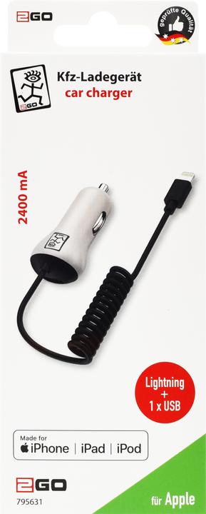 Immagine prodotto 2GO Caricabatterie da auto 12V/24V-MFI certificato-nero per iPhone e iPad