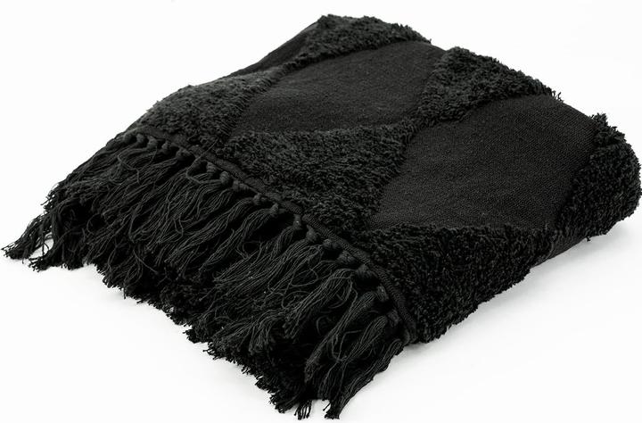 Produktbild By-Boo Plaid Wabi schwarz (170 x 140 cm)