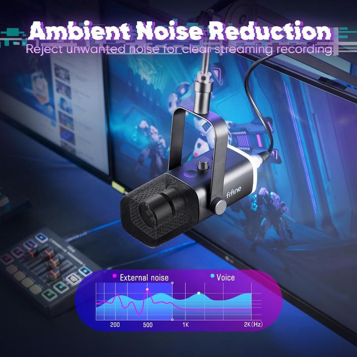Image du produit Fifine Microphone dynamique et mixeur audio USB pour streaming et gaming avec interface XLR