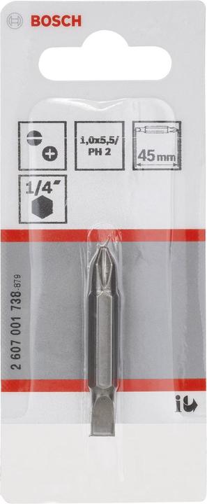 Produktbild Bosch Professional Zubehör Doppelklingenbit, S 1,0 x 5,5, PH2, 45 mm (Kreuz Phillips PH)