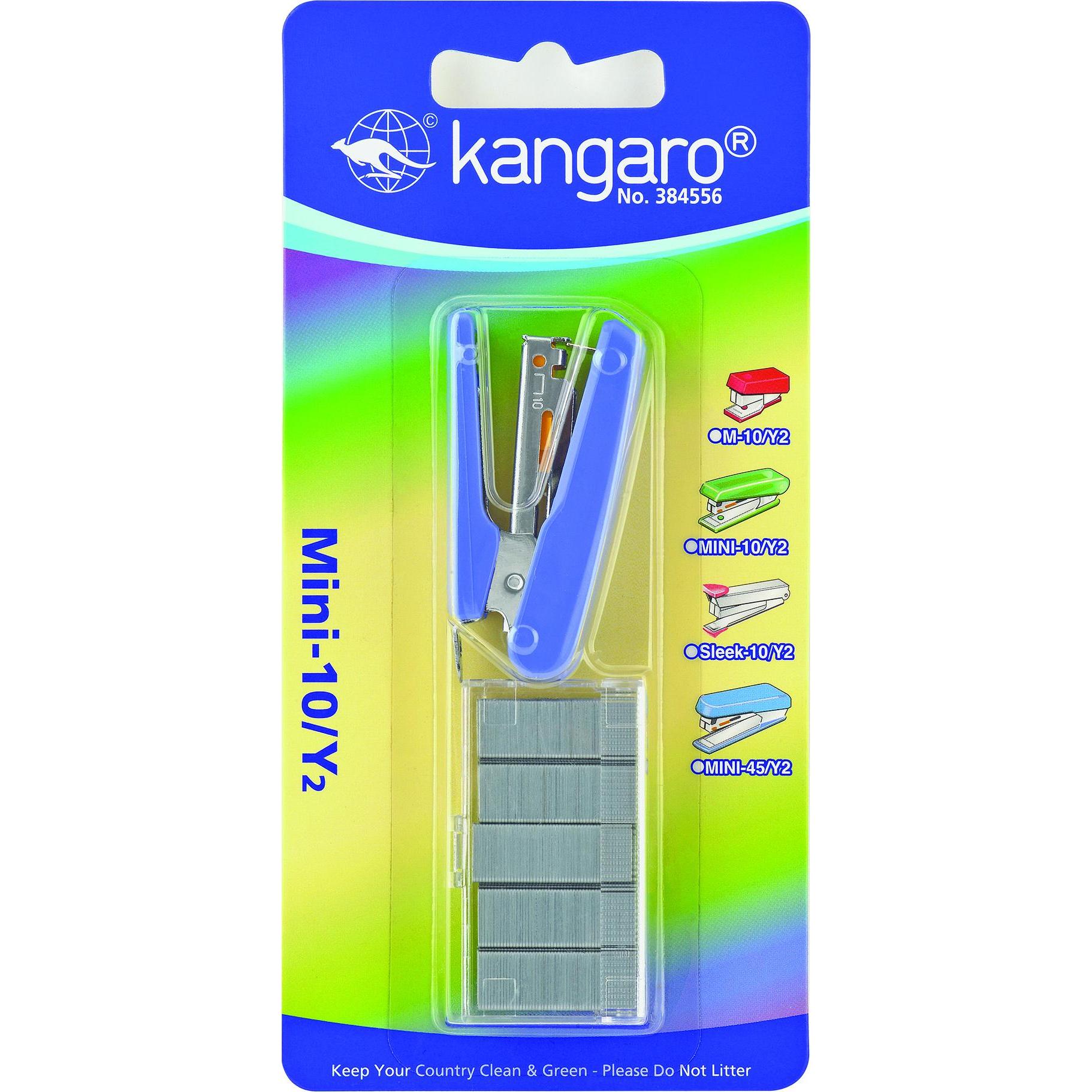 Kangaro, Spillatrice, Cucitrice + punti metallici, pinza fino a 10 fogli, blister, azzurro (10 lamelle)