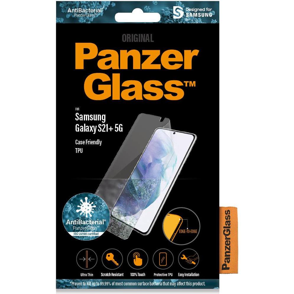 PanzerGlass Case Friendly (1 Stück, Samsung Galaxy S21+ 5G), Smartphone Schutzfolie, Transparent