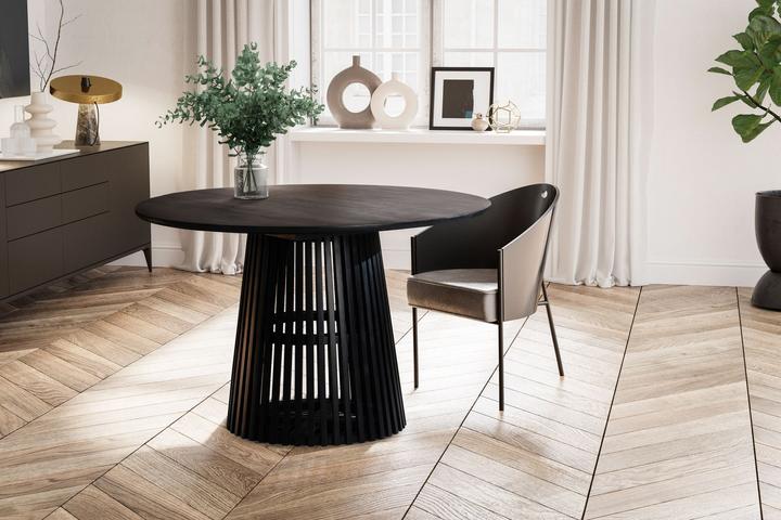 Produktbild FineBuy Esszimmertisch Esstisch 120x120x77 cm Massivholz Schwarz Küchentisch (120 x 120 x 77 cm)