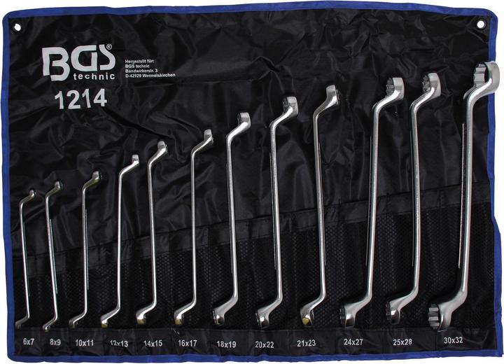 Immagine prodotto BGS Set di 12 Chiavi a doppio anello, a gomito SW 6 x 7 - 30 x 32 mm ( 1214 ) (19 mm, 6 mm, 12 mm, 24 mm, 14 mm, 22 mm, 16 mm, 23 mm, 10 mm, 21 mm, 18 mm, 27 mm, 7 mm, 17 mm, 11 mm, 15 mm, 26 mm, 30 mm, 8 mm, 28 mm, 9 mm, 29 mm, 13 mm, 20 mm, 25 mm)