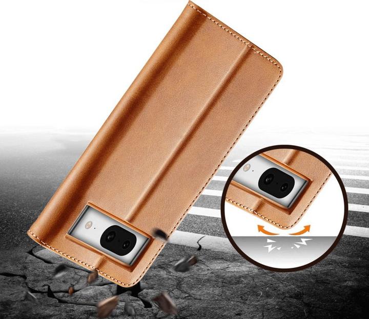 Produktbild LC.Imeeke Google Pixel 8 - Leder Etui Hülle beige (Google Pixel 8)