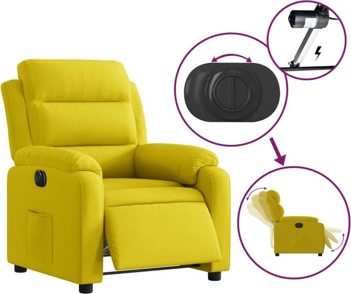 Produktbild VidaXL Relaxsessel Elektrisch Liegesessel Fernsehsessel Verstellbar Gelb Samt
