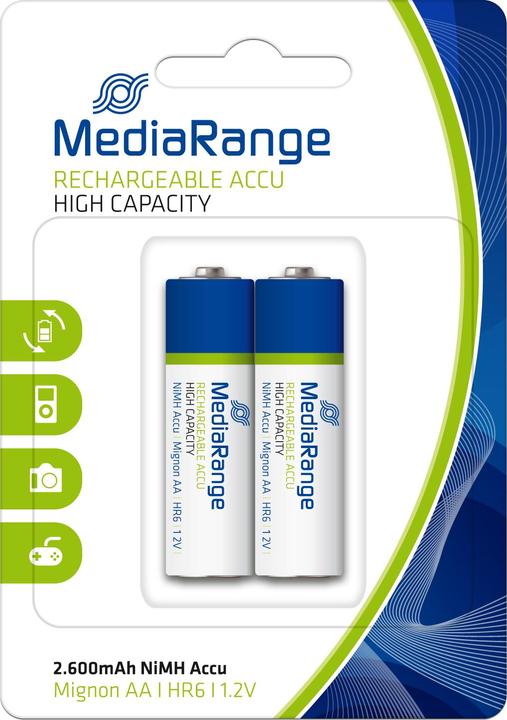 Image du produit MediaRange MRBAT123 (2 pcs, AA / LR6 / LR06 / Mignon / R6 / R14505, 2600 mAh)