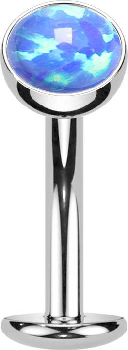 Image du produit Star Piercing Threadless Labret-Stab Banane silber Halbkugel Opal blau (sans laiton, Titane)