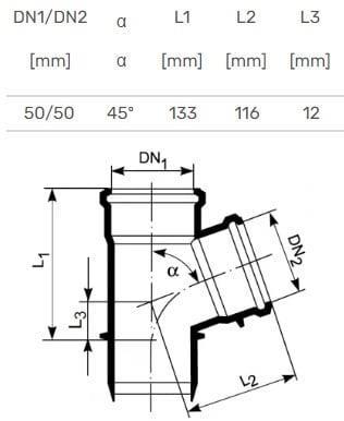 Actual product image Magnaplast TEE INTERNAL D50/50X45O PP ULTRA (T-connection)