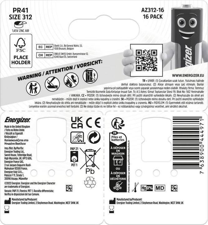 Immagine prodotto Energizer ZA 13 (16 pz., ZA13 GP, 273 mAh)