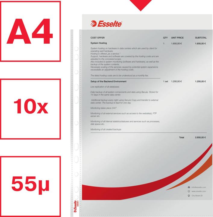 Actual product image Esselte Plastic Pocket Standard (A4, 10x)