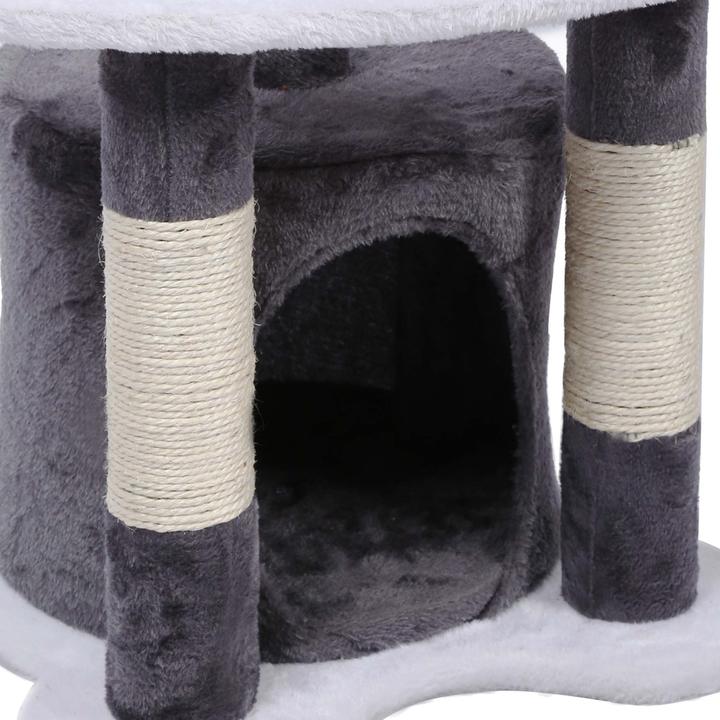 Produktbild Wiltec Kratzbaum 67cm Grau/Weiss Katzen Kletterbaum Katzenkratzbaum Katzenbaum (67 cm, Grau/Weiss)