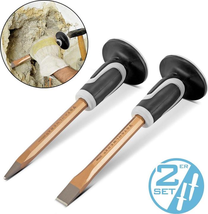 Produktbild Stahlwerk Flachmeissel / Spitzmeissel 2er Set Gold 300 mm Handmeissel