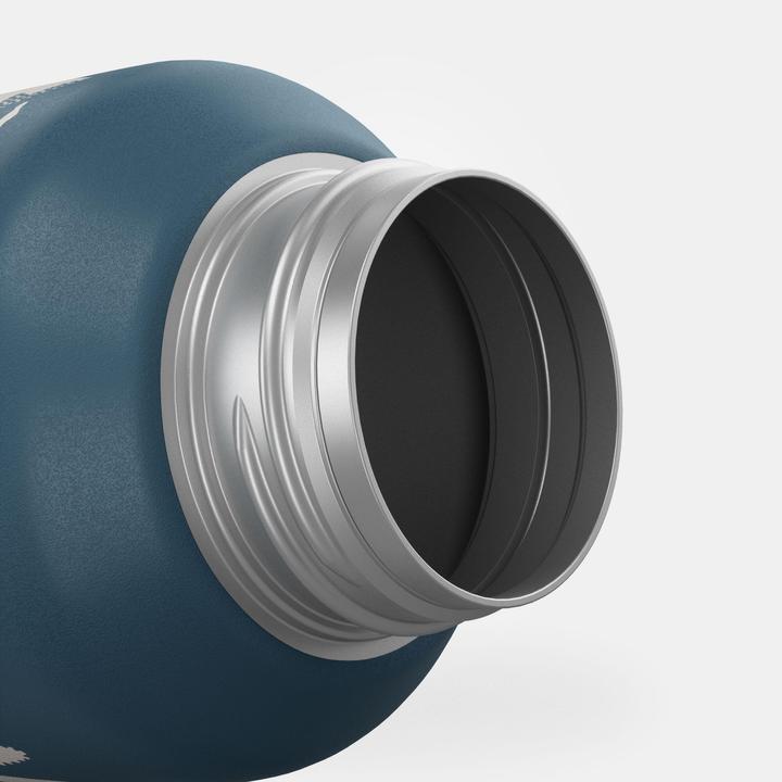 Actual product image Quechua Children's drinking bottle 0.6 l stainless steel quick-release fastener for hiking - blue (0.60 l)