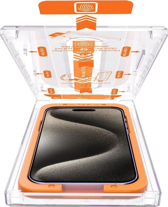 Image du produit PhoneLook Vitre de protection intégrale avec système de montage automatique anti-bulles et anti-poussière 3D (Apple iPhone 16)