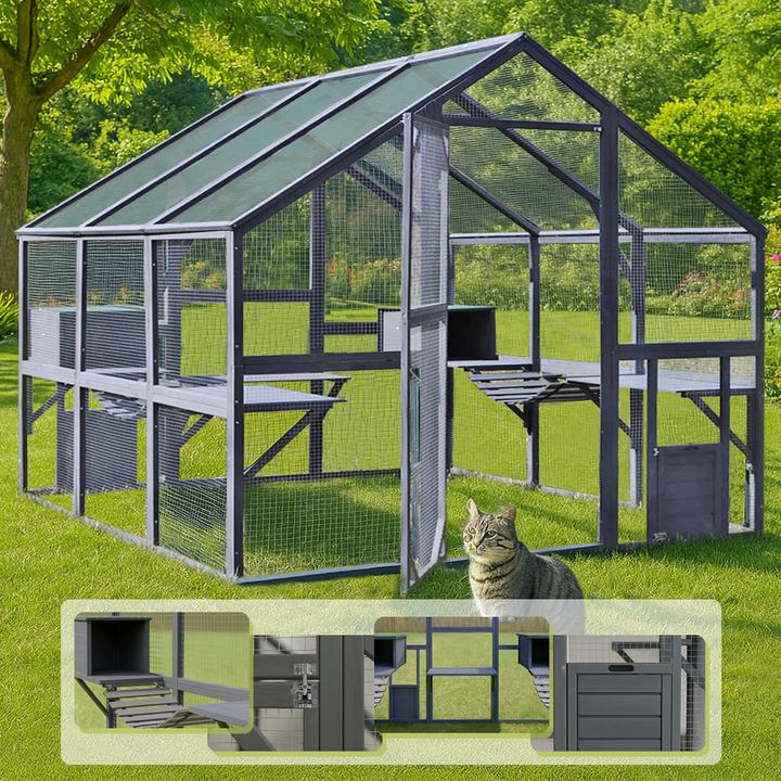 Produktbild Wiltec Freilaufgehege Katzen 280x187x187cm Katzenfreigehege Holz Aussengehege