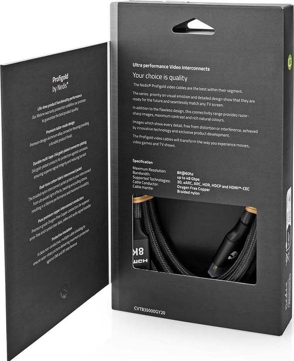 Produktbild Nedis Ultra High Speed ​​HDMI -Kabel - 48 Gbps - 1 m - rund - Metall - Anthrazit (1 m)