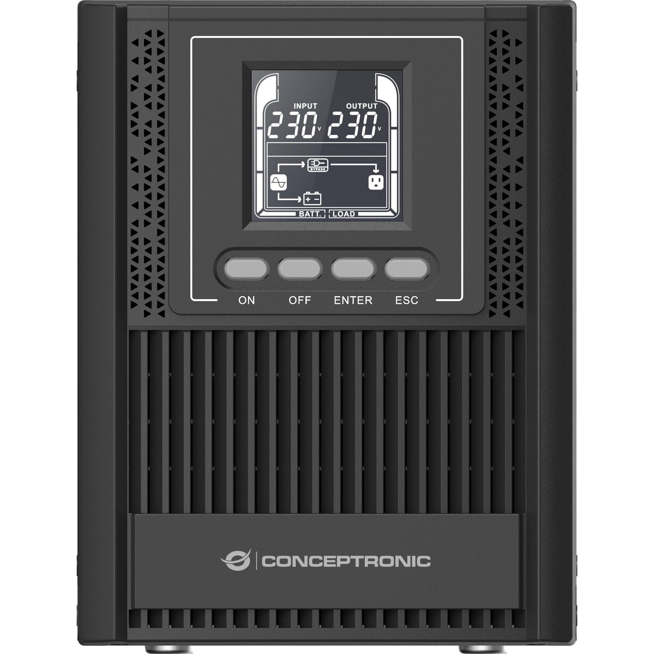 Thumbnail - Conceptronic ZEUS USV 1000VA Online UPS,IEC EPO Port (1000 VA, 900 W, Online-Doppelwandler USV), USV