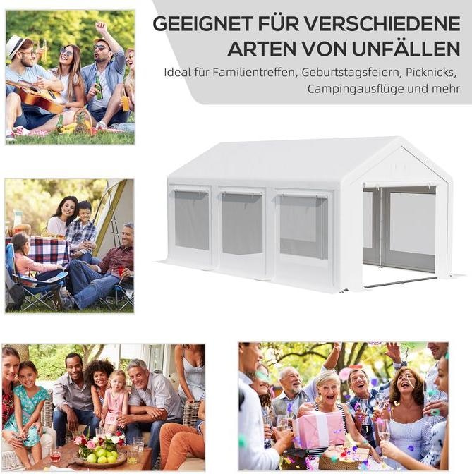 Actual product image Swisshandel24 Large party tent 6x3m removable side walls doors windows outdoor party white (600 cm, 300 cm)