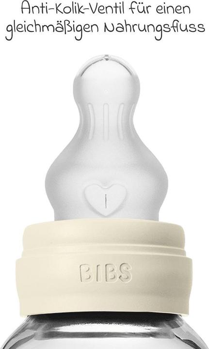 Actual product image Bibs - Glass Baby Bottle Round Silicone 1 pack 120 ml Slow Flow - Ivory - 120 ml (120 ml)
