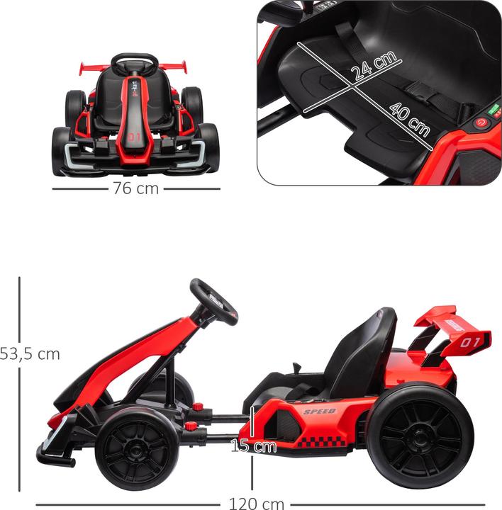Immagine prodotto Homcom Kinder Elektro Gokart Kunststoff, Metall Rot+Schwarz