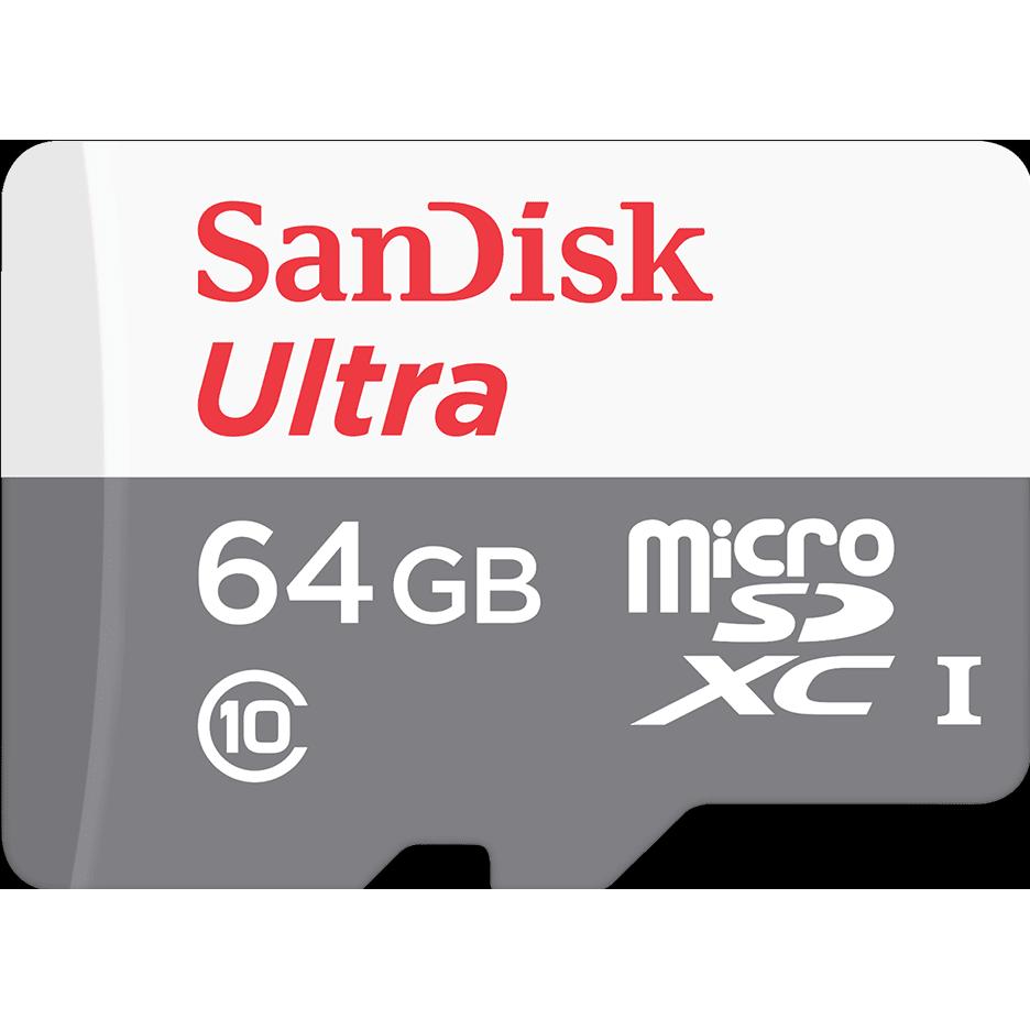 SanDisk Ultra Lite microSDXC (64 GB, microSDXC, U1, UHS-I), Speicherkarte, Grau, Weiss