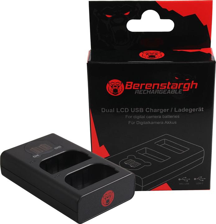 Berenstargh Dual LCD USB Ladegerät f. Canon LP-E6 5D 60D 60Da 6D 7D EOS-70D (Kamera Akku Ladegerät)