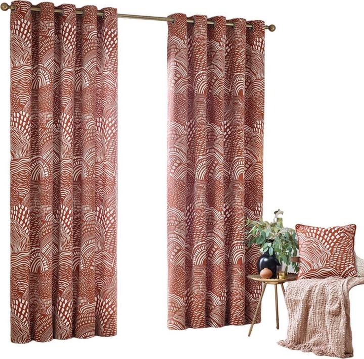 Actual product image Hoem Nola Abstract Eyelet Curtains (Pack of 2) (183 x 117 cm)