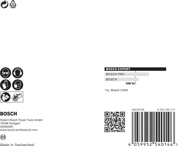 Image du produit Bosch Professional Zubehör Filet abrasif Expert M480 pour ponceuse excentrique, 125 mm, G 220, 5 pièces (P220)