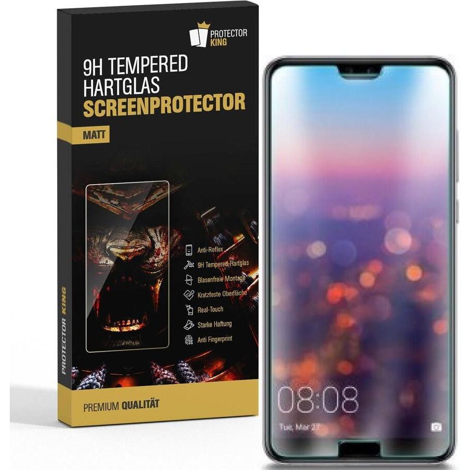 Protectorking 1x Echtes Tempered 9H Panzerhartglas Matt Entspiegelt (1 Stück, Huawei P20), Smartphone Schutzfolie, Schwa...