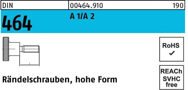 Produktbild Rändelschraube DIN 464 hohe Form M 5 x 20 A 1/A 2 A 1/A 2 (25 Schrauben pro Stück)