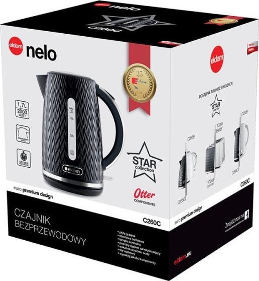 Produktbild Eldom kettle NELO, capacity 1.7 l, power 2000 W, black (1.70 l)