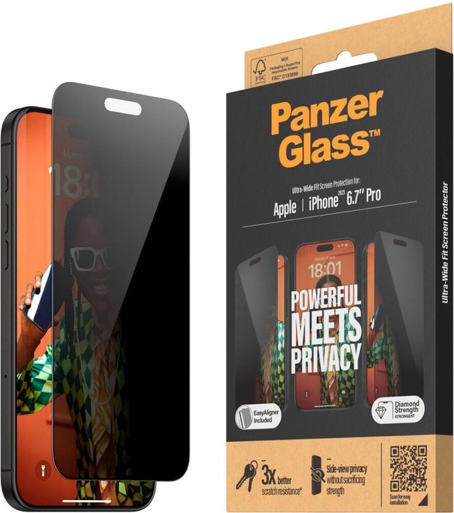 Produktbild PanzerGlass Privacy Screen Protector Ultra-Wide Fit (1 Stück, Apple iPhone 15 Pro Max)