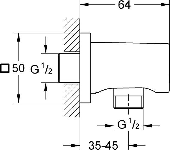 Produktbild Grohe Wandanschlussbogen Rainshower 1/2" chr eck Ros