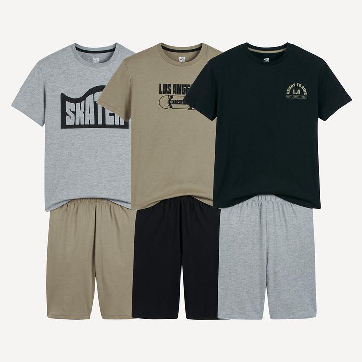 La Redoute Collections 3er-Pack Kurzpyjamas mit Skater-Schriftzügen