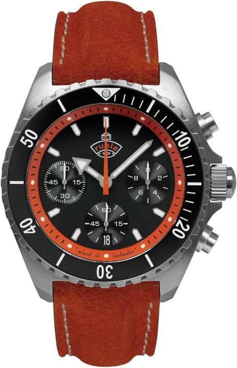 Image du produit UMR Ruhla Chronographe de plongée analogique avec cadran noir et verre saphir (Chronographe, Horloge analogique, Montre de plongée)