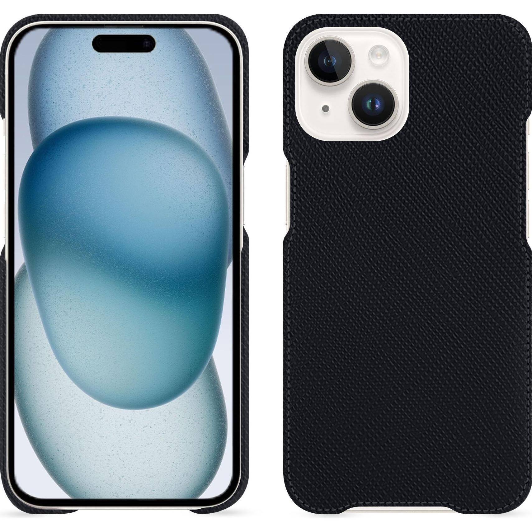 Noreve Lederschutzhülle (Apple iPhone 15), Smartphone Hülle, Schwarz