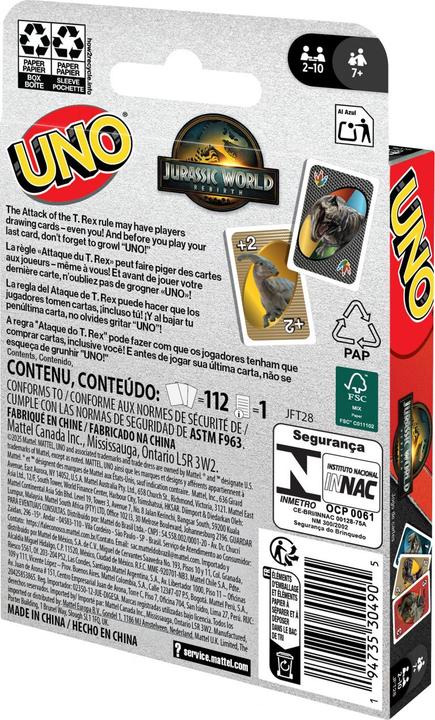 Produktbild UNO Uno Jurassic World 4 (Deutsch, Multilingual, 2 - 10 Spieler)