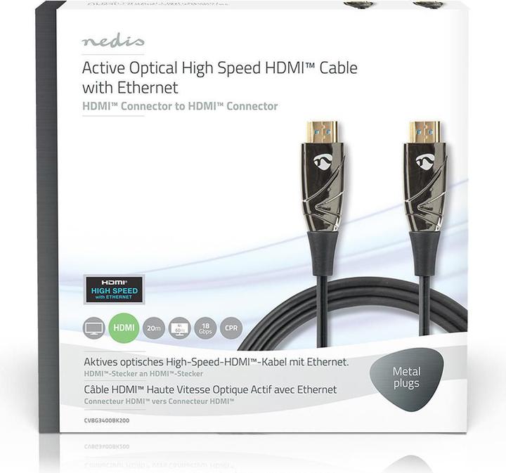 Productafbeelding Nedis Actieve Optische Hoge Snelheid? HDMI Kabel met Ethernet| HDMI Stekker| - Kabel - Dig (20 m)