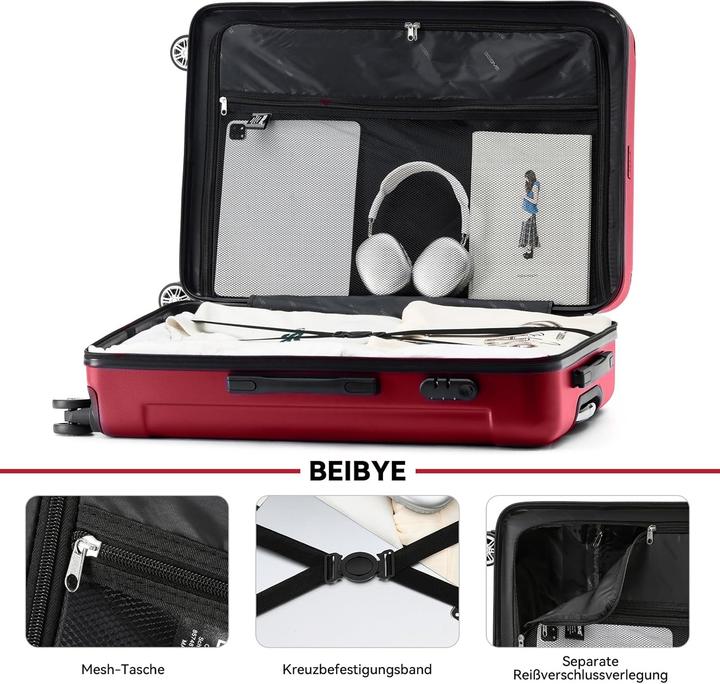 Immagine prodotto Beibye 3-teiliges Hartschalenkoffer-Set (110 l)