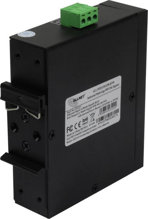 Actual product image Allnet PoE Injector Industrial MultiGigabit - PoE BT with Power Booster (15.4W/30W/90W) - DIN - ALLN (802.3af (PoE), 802.3at (PoE+), 802.3bt (PoE++), 90 W)