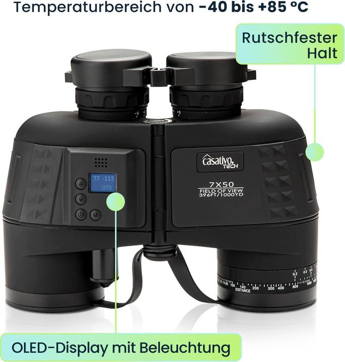 Produktbild Casativo Premium Marine-Fernglas mit OLED-Display, wasserdicht, 7 x 50 (7x, 50 mm)