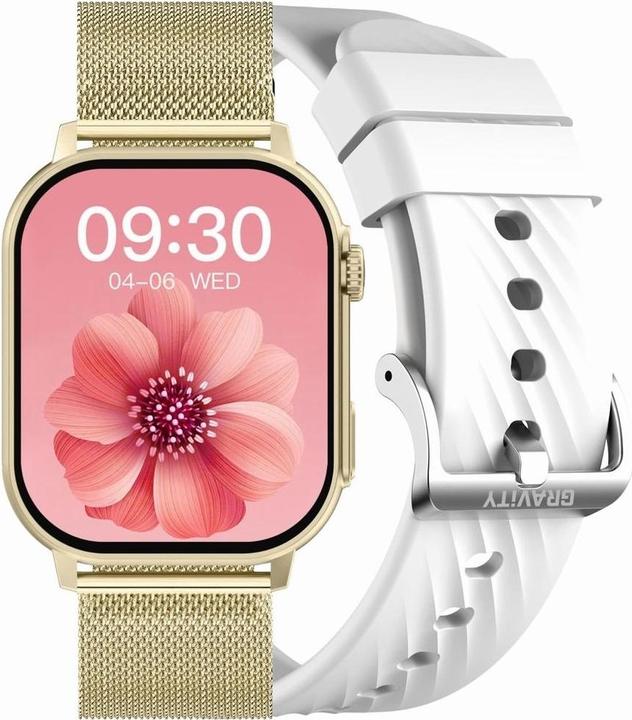 Actual product image Gravity GT15-10 Damen-Smartwatch, weisses Silikonarmband + goldenes Armband