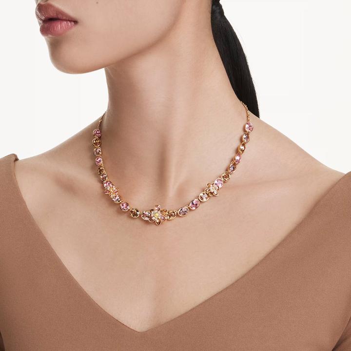 Produktbild Swarovski Idyllia Halskette Verschiedene Schliffe Blume Mehrfarbig Goldlegierungsschicht (Swarovski Metall, 39 - 44 cm)