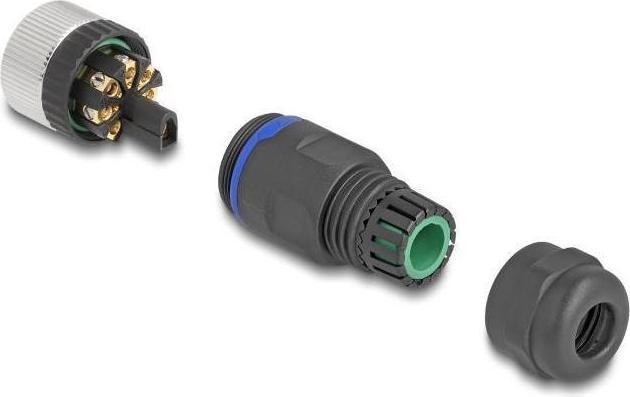 Actual product image Delock M12 plug connector A-coded 8-pin socket for mounting with screw connection